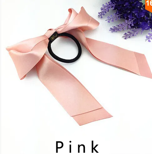 10off 2016 Nouvelle marque de marque de marque Solid Hair Ribbons Band Rope Scrunchie Ponytail Solder Silk Ribbon Bow Hair Accessor3449124