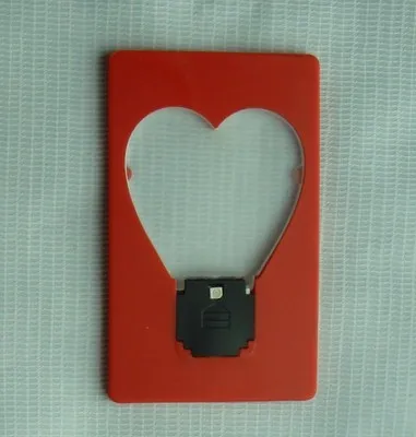 heart shape LED Pocket Card Light, Love story light Portable Wallet Light, LED Pocket Lamp for lovers kids gifts