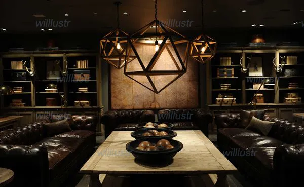 Modern Design Vintage Pendant Lamp Stål Polyhedron Pendant Loft Lights America Country Style Lighting Iron Candelers