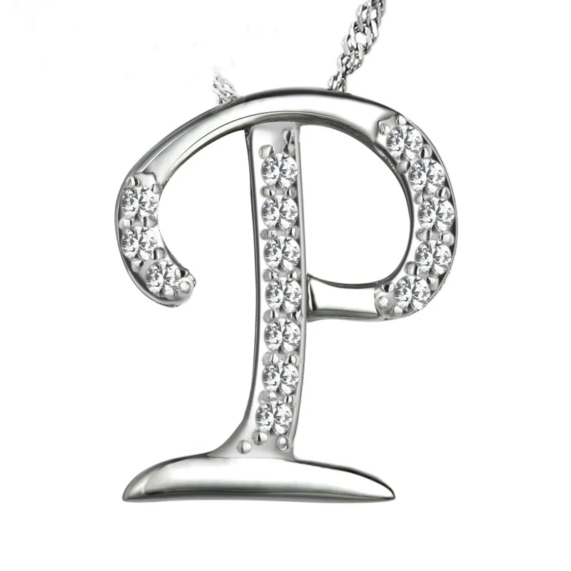 Silver Pendant Micro Pave Jewelry Letter Pendants P S925 Silver Inlay