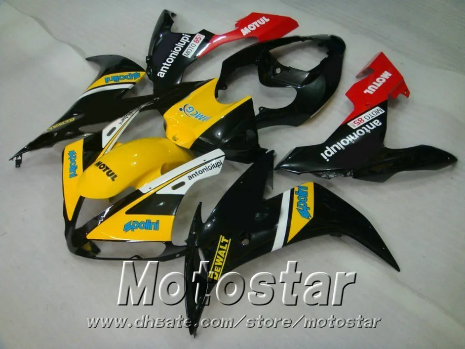 Injektionsgjutning ABS Full Fairing Kit för Yamaha 2004 2005 2006 YZF R1 Röd Gul Svart Motorcykel Fairings Set 04-06 YZF-R1 VL61