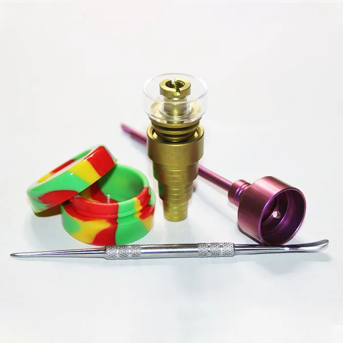 Domeless GR2 titanium nagels 10 mm 14 mm 18 mm Domeless GR2 kleurrijke nagels met kwartskom kleur koolhydratengereedschapgereedschap slicone jar container voor bongs glazen pijpen