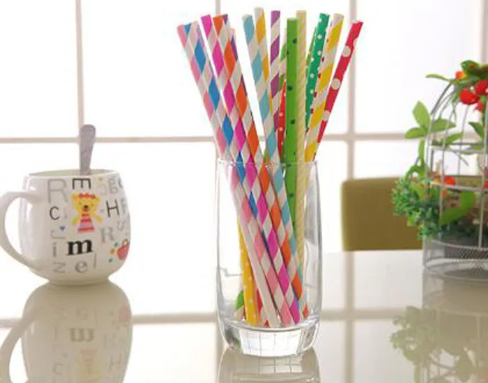25 stks / pak kleurrijke chevron patronen streep papier rietjes eco vriendelijk drinkend papier rietjes voor party bruiloft benodigdheden