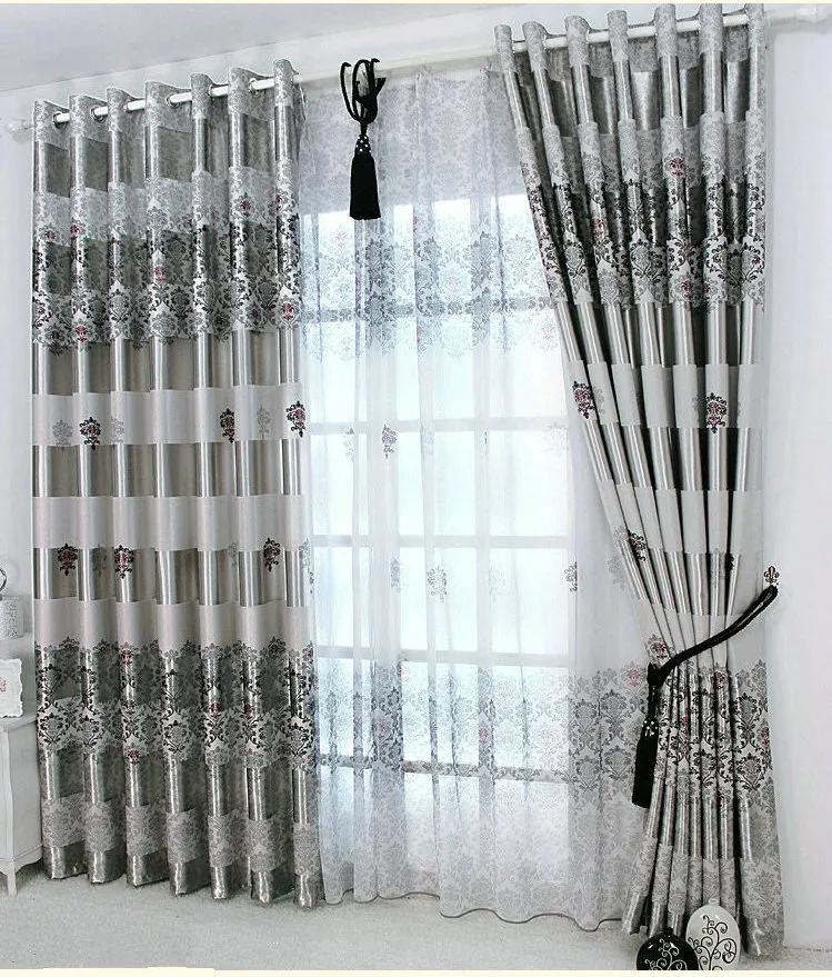 Na cortina cortinas blackout para sala de estar para el luxo tule transparente pronto tratamento janela cortina cinza4587646