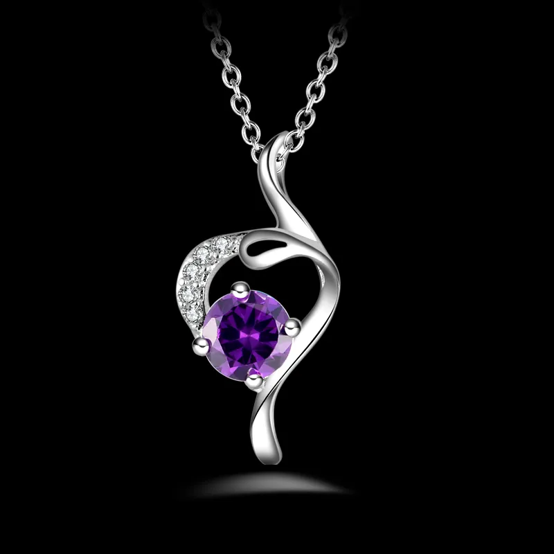 fashion high quality 925 silver angel with Purple diamond jewelry 925 silver necklace Valentine's Day holiday gifts Hot 1692