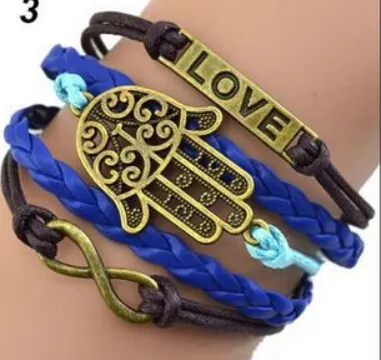 Mode-Armband Herz hell Multi-Armbänder Ashion Schmuck Lederband Liebe Freundschaft Unendlichkeit Bettelarmband Silber Lose Gemischter Stil