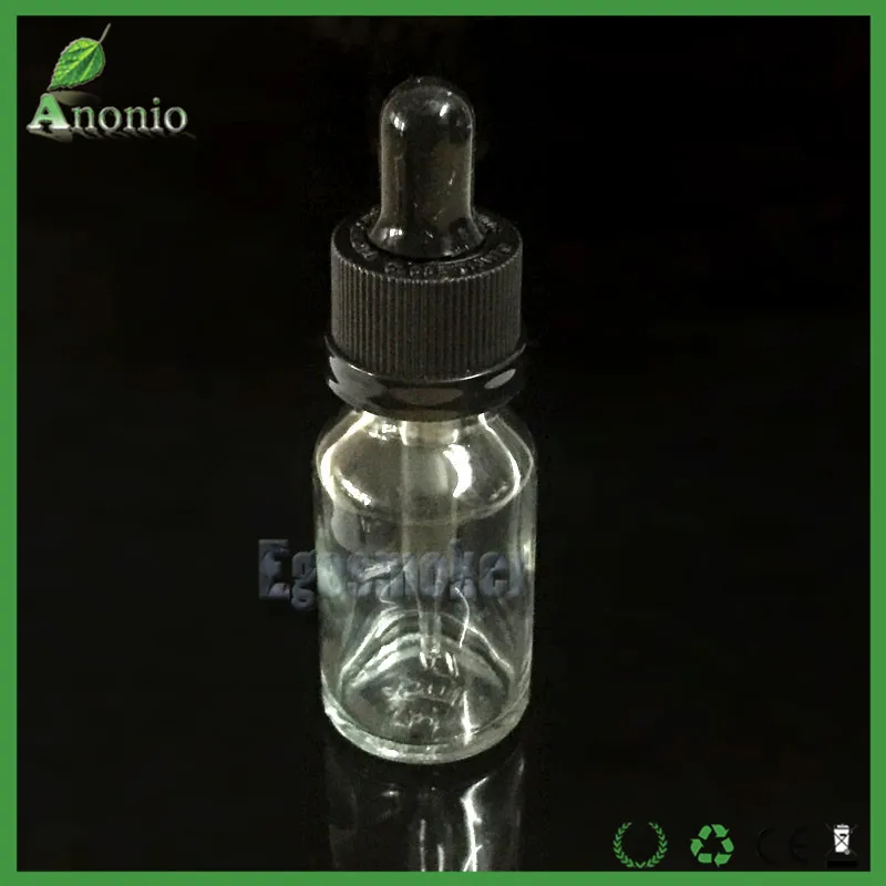 Partihandel glasflaskor E Cigarettvätska ejuice 5ml 10ml 15ml 50 ml glasdroppflaskor med barnsäker keps