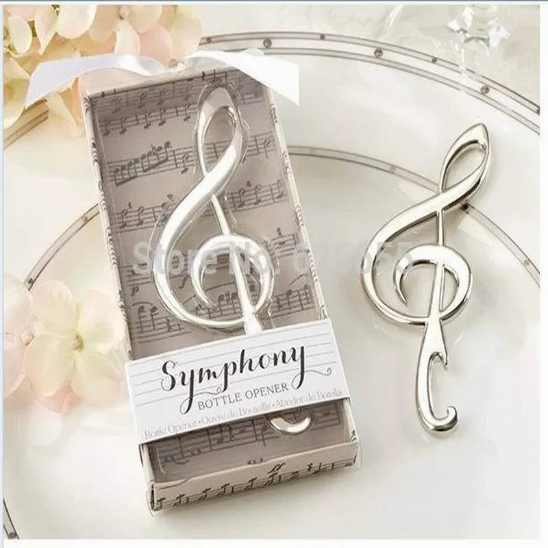 Unique Wedding Gift Favors "Symphony" Chrome Music Note Bottle Opener
