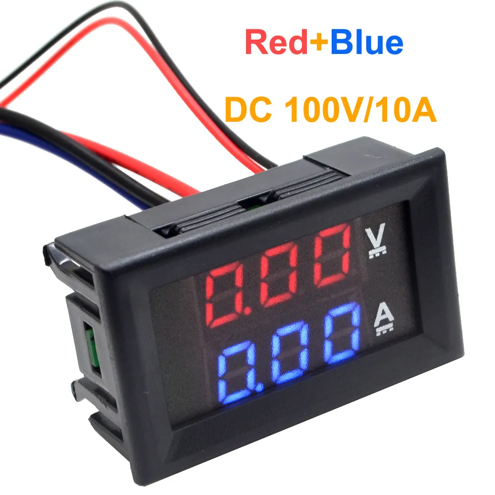 Freeshipping 5pcs /ロットLED DC 0-100V 10Aデュアルディスプレイメーターデジタル電圧計電気計パネルAMPボルトゲージ送料無料10000840