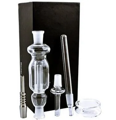 Kit de verre collecteur de nectar de qualité supérieure avec plat à ongles en titane et quartz 14 mm 18 mm Tuyau en verre Tuyau d'eau Mini Bong en verre