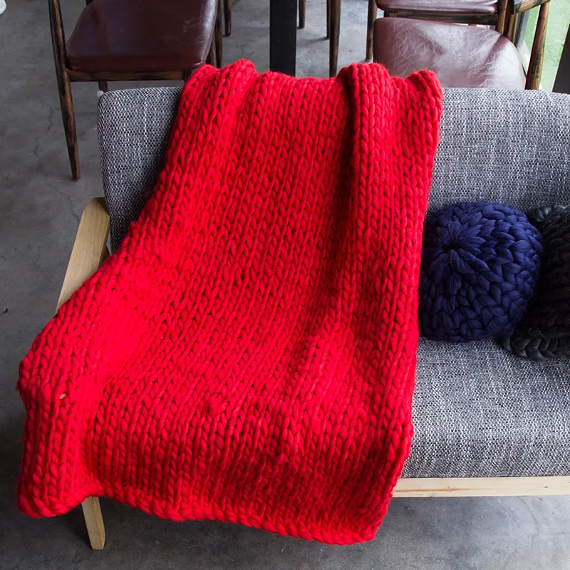 20 couleurs 2 tailles couverture tricotée tissage à la main accessoires de photographie Crochet lin laine couvertures cadeaux de noël