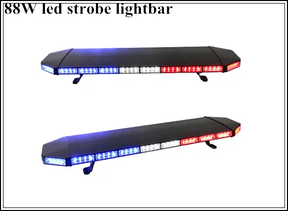 Hög intensitet 120cm DC12 / 24V 88W LED Nödlampor Polis Ambulans brandbil Varning Lightbar, Strobe Lightbar, 18 flash, Vattentät