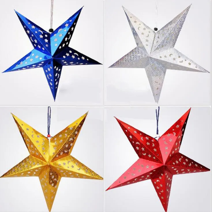 11.8-43.3 Inch Stereo Double Laser Christmas Decorations Kleurrijke vouwende Paper Star Hanging Lobby van Stars Gratis verzending CS02