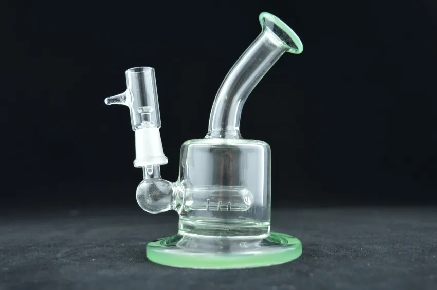 Thick Glass Water Pipes Perc Perculator Green Base Recycler Glass Bongs Water Pipe With Glass