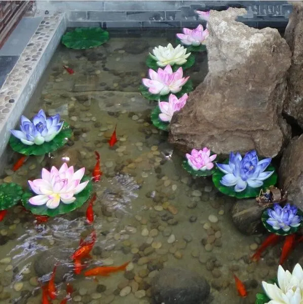Diameter van 60 cm simulatie kunstmatige lotusbloem drijvende water bloemen voor thuis bruiloft decoratie levert roze rode witte oranje lotus