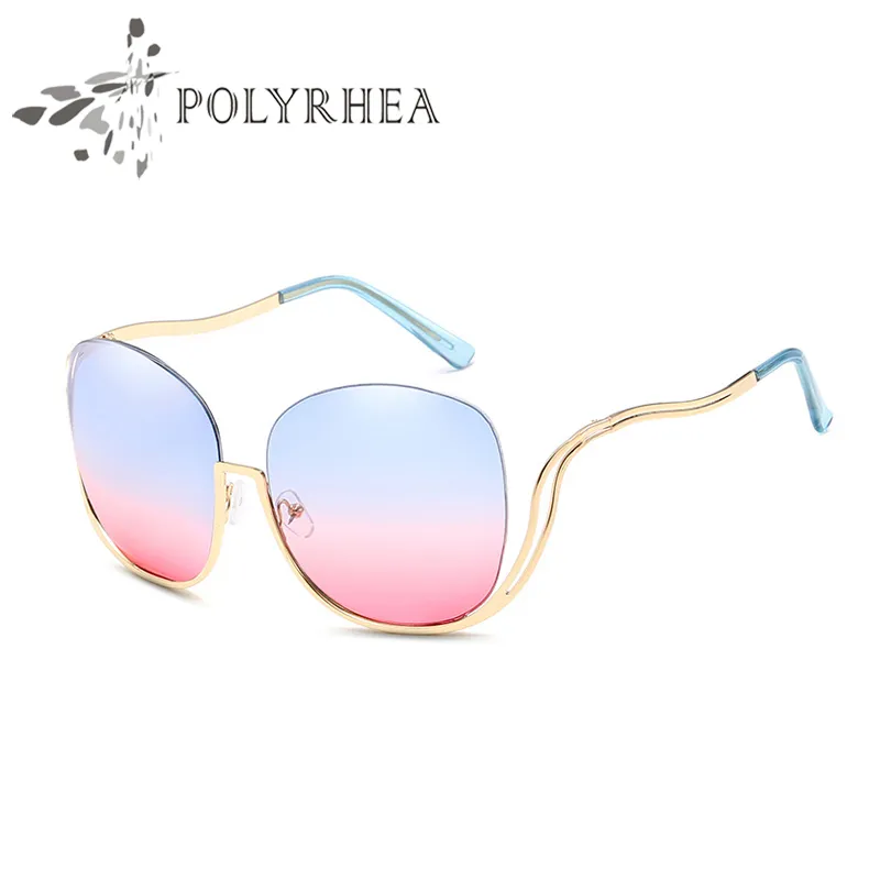 고품질 선글라스 여성 브랜드 디자이너 라운드 무두질 된 태양 안경 빈티지 안티 UV 그늘 상자와 벤드 프레임