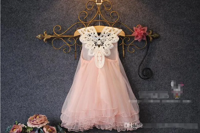 Flickor Lace Pearl Dress 2015 Ny Lovable Princess Girls Ärmlös Lace Dress Barnkläder