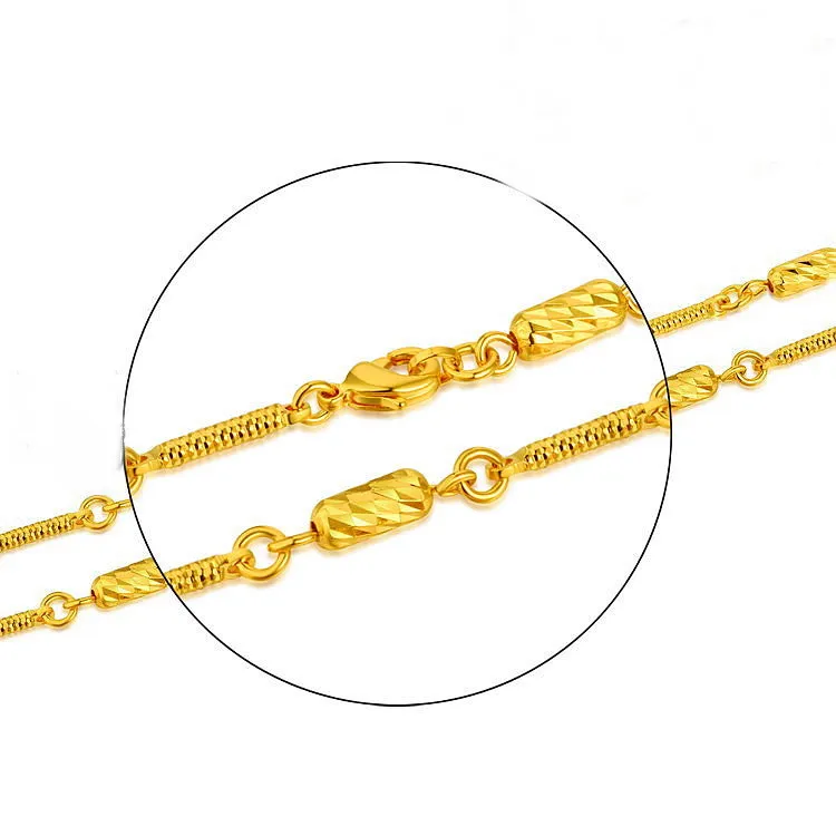 Bredd 4mm Gul 24K Guldpläterad Halsband för kvinnor, 2016 Nya Kedjor Designer Mode Bröllopsredovisning Halsband Collier Smycken