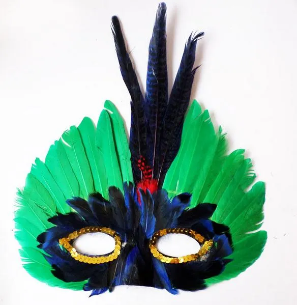 DIY Party Feather Mask Fashion Sexy Women Lady Halloween Mardi Gras Carnival Kolorowe kurczak z piór w Wenecji Maski Prezent Drop Shipp9885821