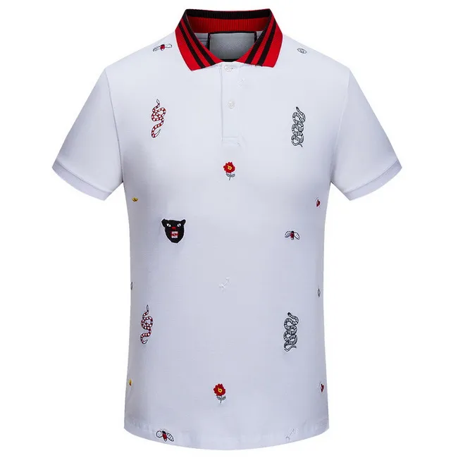 Rib Knit en manchetten kenmerkende multolor graphics geborduurde pique polo trim fit draaiing nek polos top man