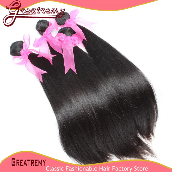 8~34 Inch 100% Unprocessed Indian Hair Weave Straight Human Hair Extensions Soft Remi Human Hair Greatremy