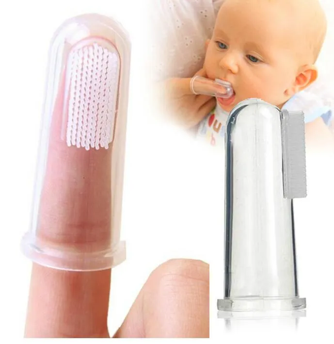 Tandheelkundige zorg baby tandenborstel kinderen siliconen vinger borstel duidelijke massage zachte bijtring voor babyjongen meisje tanden