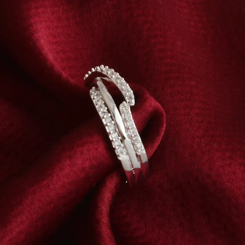 Envío Gratis, nueva joyería de moda de Plata de Ley 925, amor eterno, diamante blanco con anillo de circón pavé, regalo de niña de venta caliente 1722