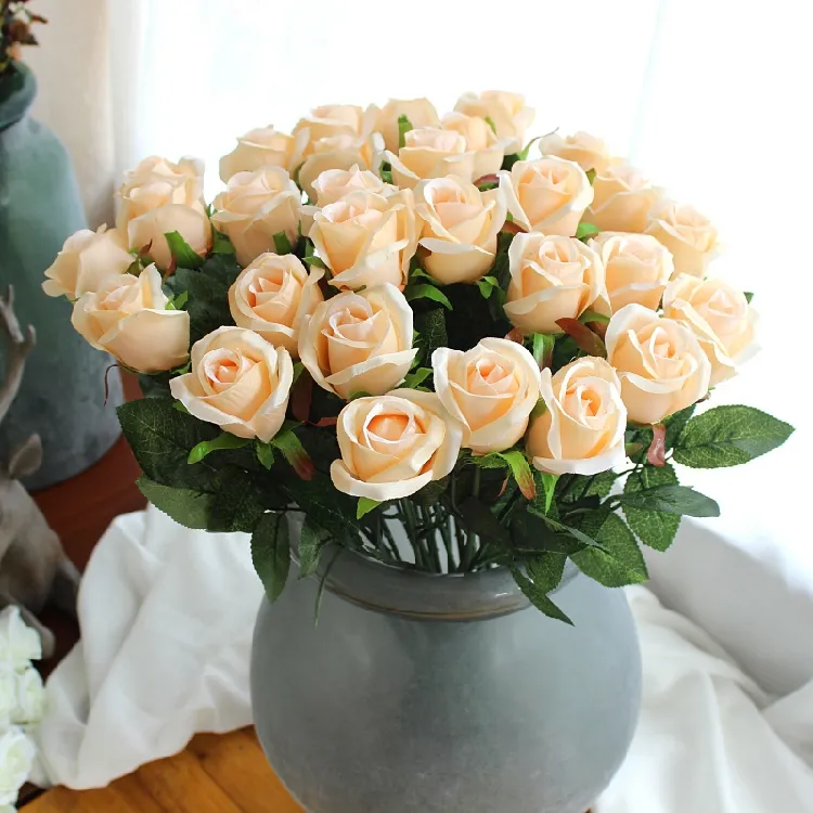 Artificial Rose Silk Craft Flowers Real Touch Flowers For Wedding Christmas Room Decoration Cheap Sale 2015 new style