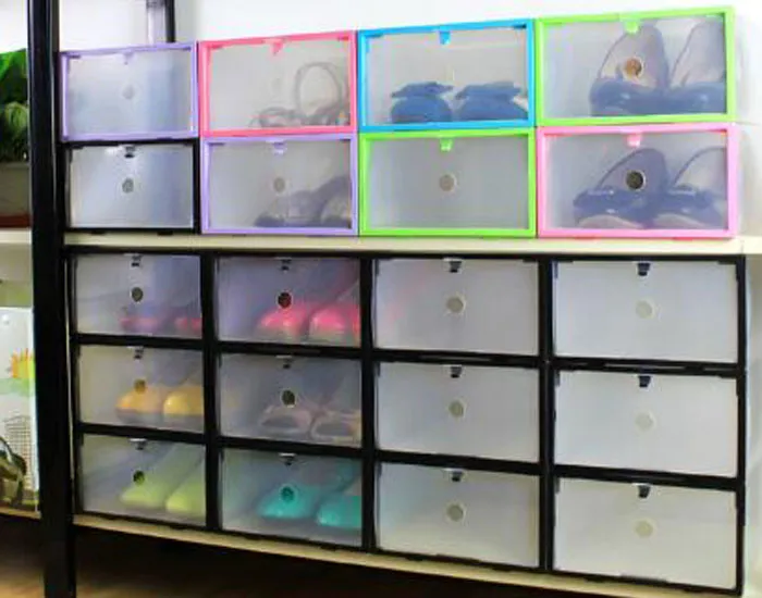 Transparent Plastic Shoe Drawer Organizer Stackable Box For