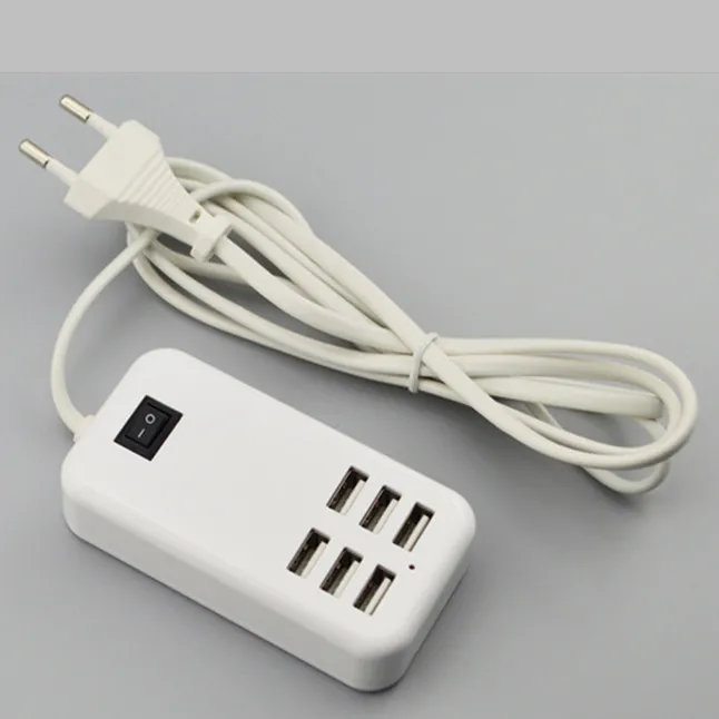 6 портов USB зарядное устройство 5 в 6A 25 Вт USB настольное зарядное устройство адаптер настенное зарядное устройство США ЕС вилка с 1,5 м кабель для смартфона