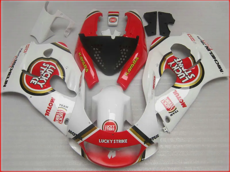 ABS Full Fairing Kit voor Suzuki GSXR600 GSXR750 1996 1997 1998 1999 2000 GSXR 600 750 96-00 Witte Red Lucky Strike Backings GB10