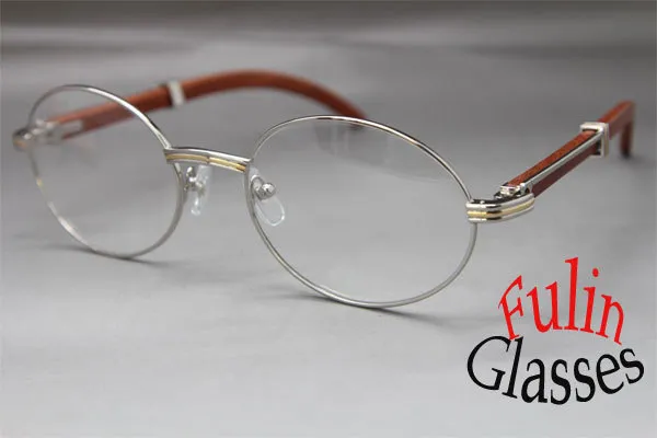 도매 - 핫 우드 7550178 목재 안경 디자이너 Unisex Alloy Glasses 크기 : 57-22-135 mm