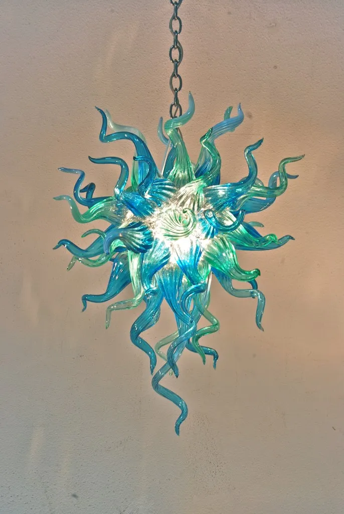 Hanglampen Blauwglazen Kroonluchters Licht Kleine 100% Mondgeblazen Borosilicaat Murano Binnenverlichting Kunst Pendant-Light CenterPieces met Lights