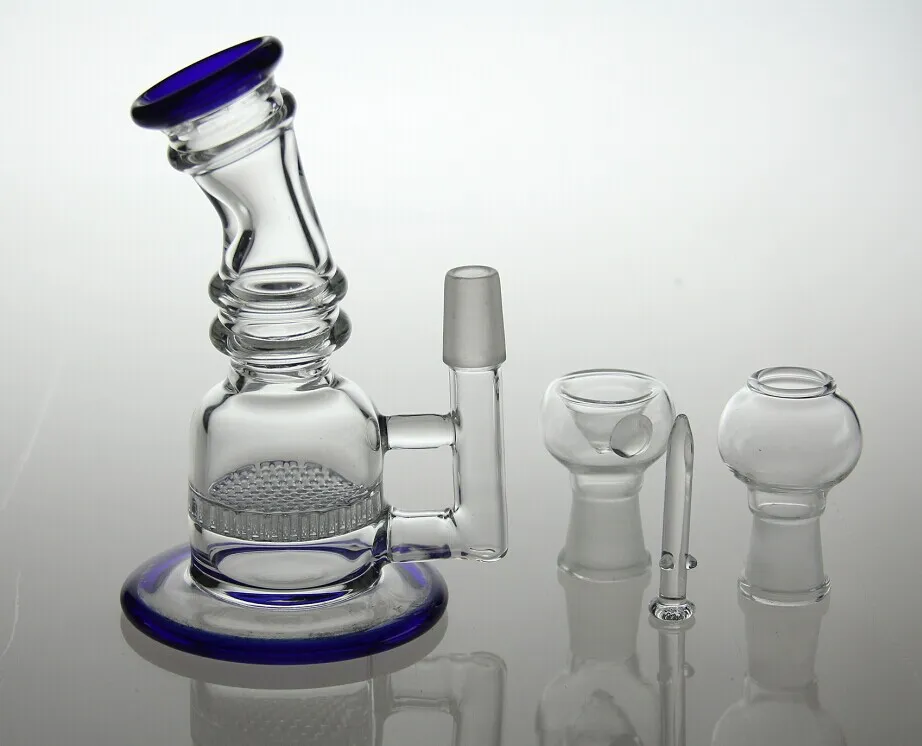 Bang en verre Mini pipe à eau nid d'abeille perc recycleur bong barboteur en verre avec joint mâle de 14,4 mm