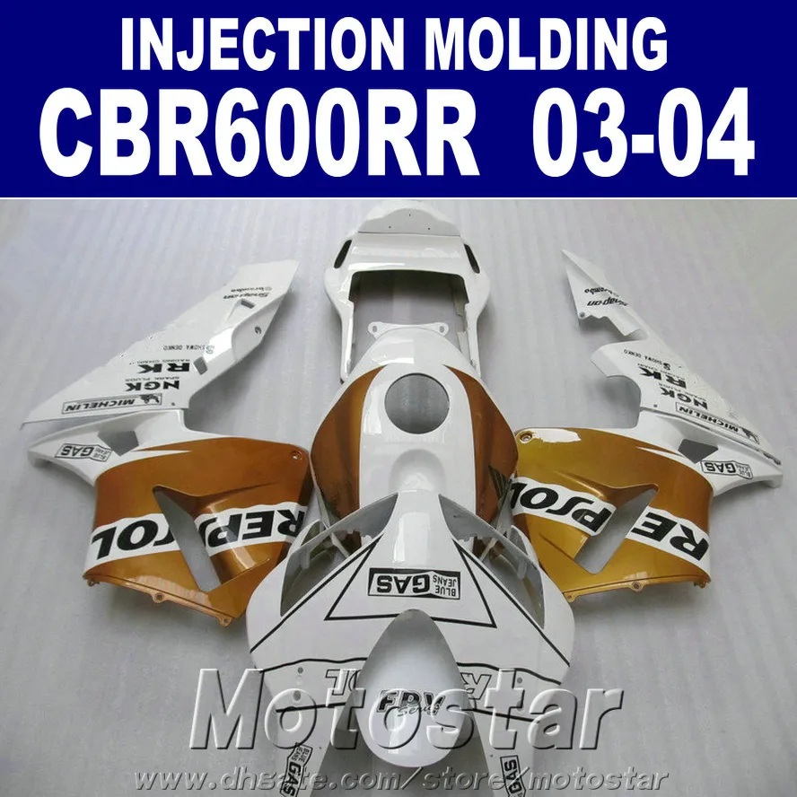 100abs stampaggio ad iniezione per honda cbr 600rr carenatura 2003 2004 golden cbr600rr 03 04 parti di riparazione del corpo rxse