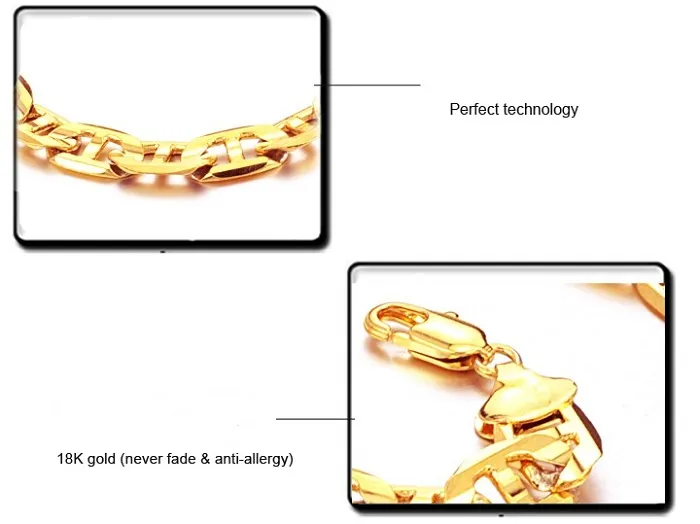 Hoge kwaliteit acht lettervormige 18K effen gouden ketting voor mannen vrouwen ketting sieraden 51cm 0,9 cm