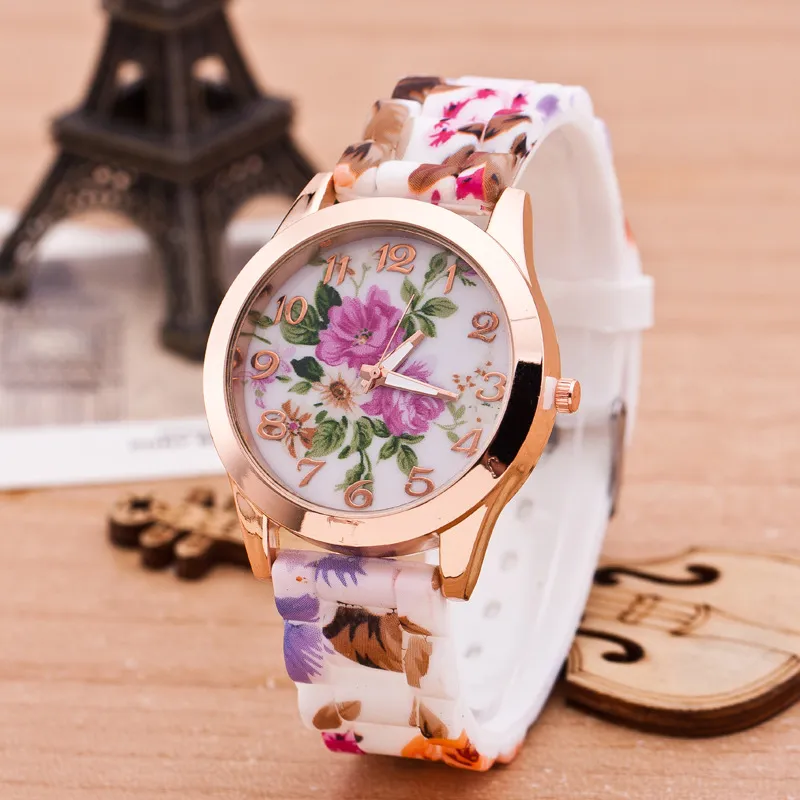 Orologi alla moda per donna Ginevra Luxury Flower Casual Dress Ladies Orologio da polso Blossom Dial Orologio da uomo in lega