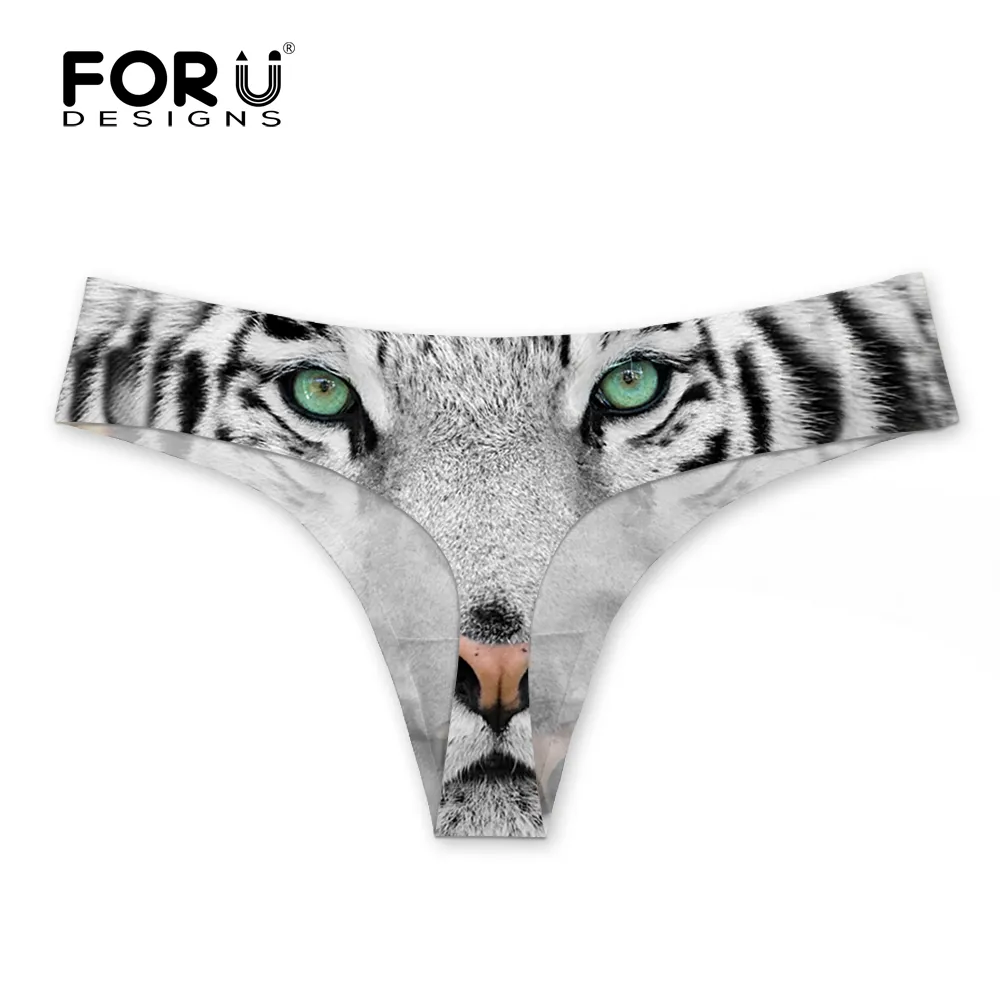 FORUDESIGNS 2017 Sexy Women Gstring Thongs Woman Panties 3D Tiger Animal Lady Triangle Underwear Intimate Crotchless G String1096824