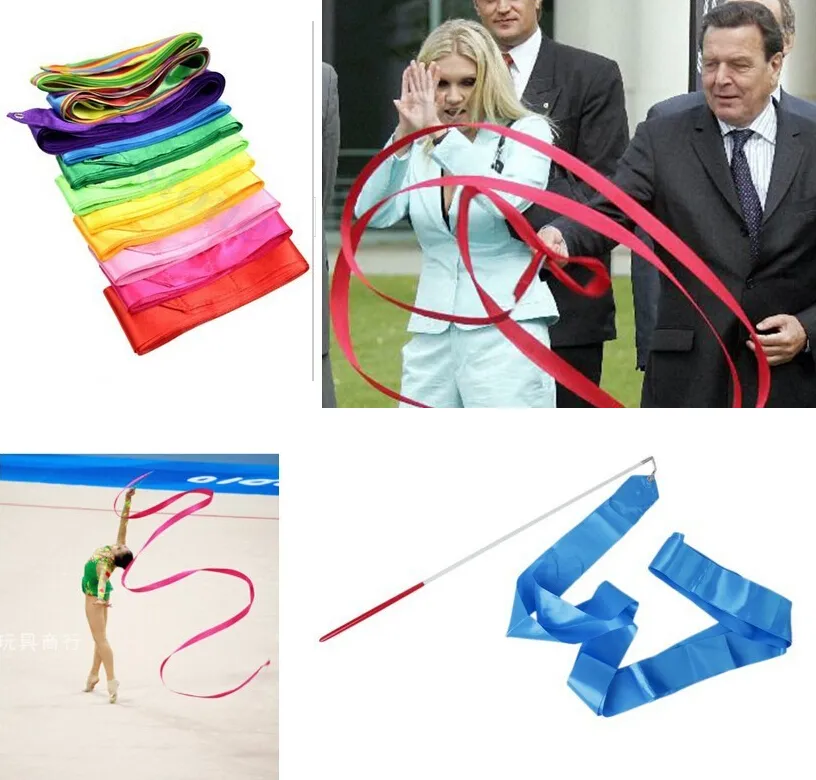 Vendita al dettaglio 4M Palestra Danza Nastro Colorato Ritmica Arte Balletto Ginnastica Streamer Twirling Rod Stick Fitness Danza Nastri Regalo i1095531