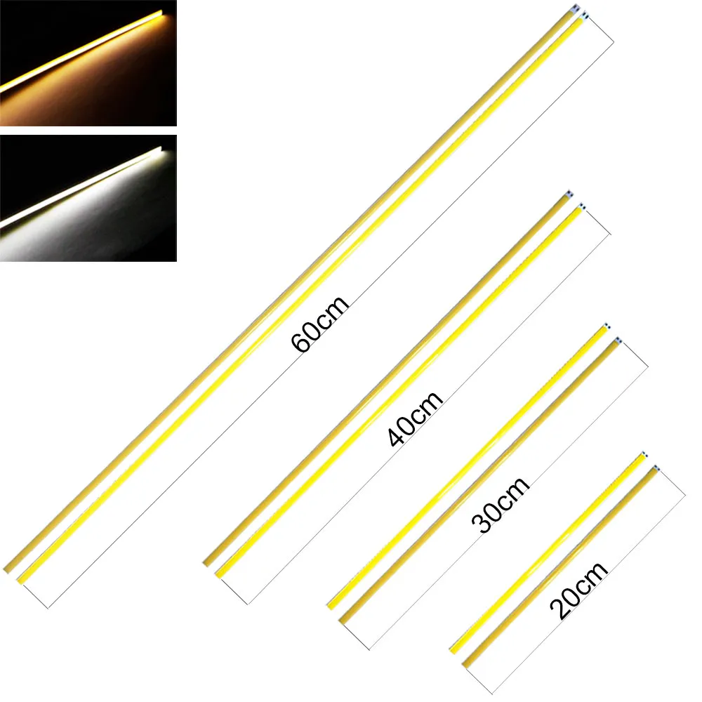 Flexible 20cm 30cm 40cm 60cm COB LED Strip Bar Lights Car Door Lamp 10W 20W LED Lighting Bulb for DIY