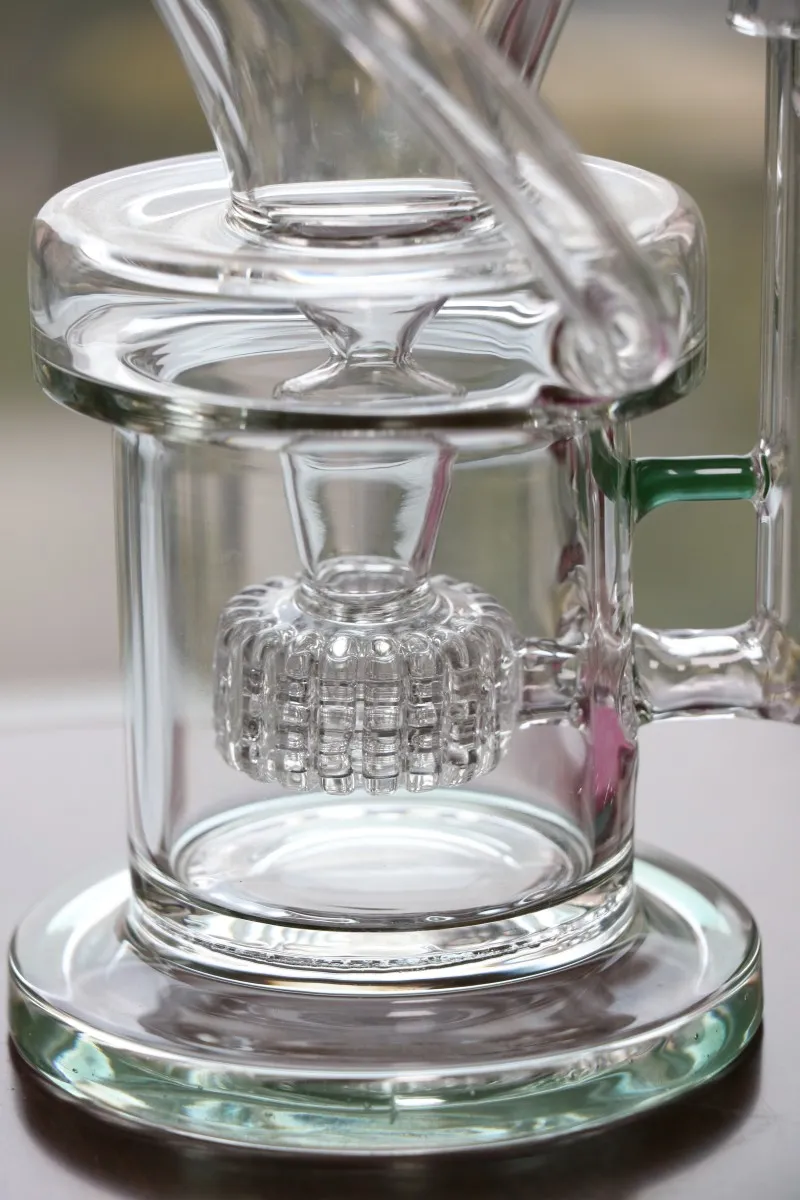 Kalın Cam Bongs Yeşil Ve Sarı En Kaliteli 14.4mm Ortak Sigara Nargile Cam Su Boruları Oril Rigs Bongs Recycler Headyshop 2016