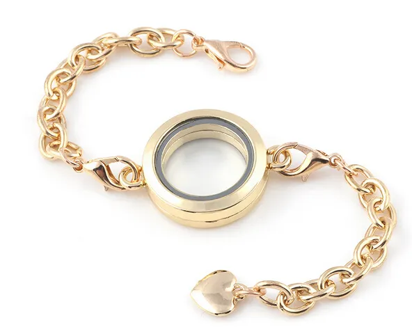 10st / mix färger slät vanligt glas 25mm flytande locket armband armband för kvinnor mode smycken