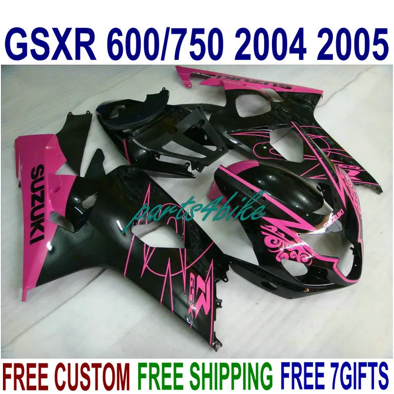 ABS Fairing Ciała Zestawy do Suzuki GSX-R600 GSX-R750 04 05 Czerwone czarne Łyżki nadwozia Zestaw K4 GSXR 600 750 2004 2005 FG48