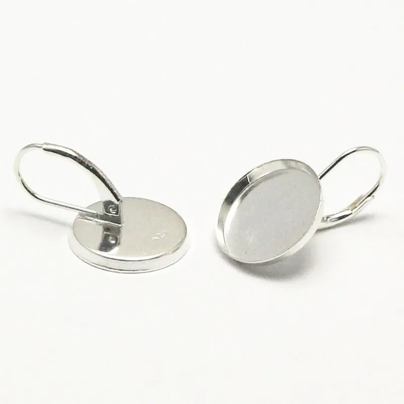 Beadsnice Sterling Silver Earring Bezel Fack 14 mm Blankor Bezel Örhängen Bricka innerdiameter 13 mm ID 27046