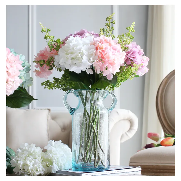 High top Hydrangea Artificial Silk Flower Wedding Centerpieces Bouquet 55cm dia 20cm Ornament Garland Home Decoration SF019