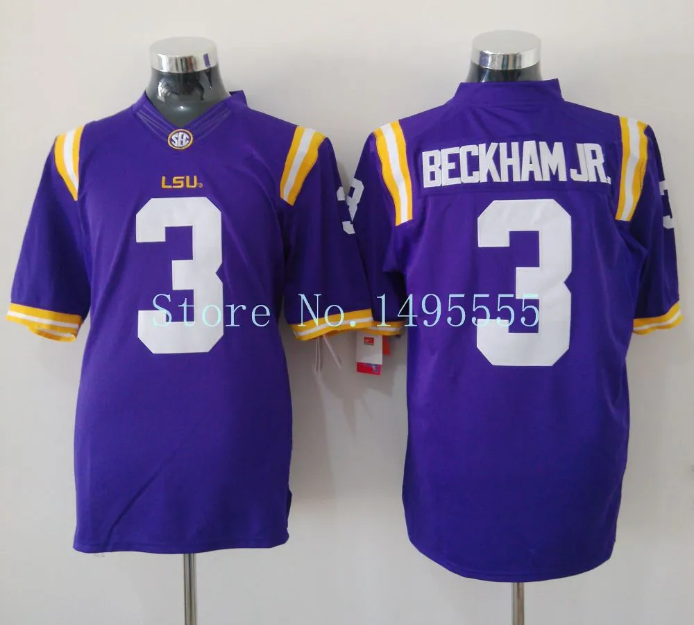 Factory Outlet- 2015 New Lsu Tigers # 3 Odell Beckham Jr College Football Maglie Ncaa Authentic Double Stitched s Top Quality Fast Shipp