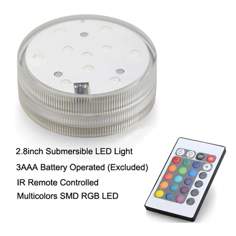 Submersible LED Base de base Hookah Shisha Waterpipe Accessoires lumières Couleur Changement de couleur avec télécommande Feux à piles
