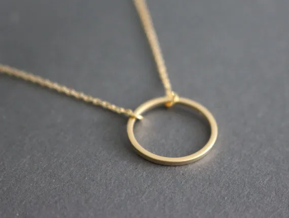 Золотое, серебряное простое изящное круглое ожерелье с открытым кругом, ожерелье с контуром вечности, круг кармы, круглое ожерелье, ювелирные изделия