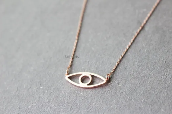 Gold Silver Hamsa Hand Evil Eye Necklace Open Line Devil Eye Necklaces Simple Fortunate Turkish Eye Necklace