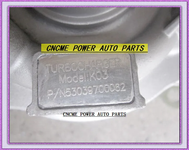 TURBO K03 62 53039880062 0375H3 0375H4 9643350480 Turbocompressor Para Jumper Citroen Para Peugeot Boxer Comercial II 2001-10 DW12UTED 2.2L HDI
